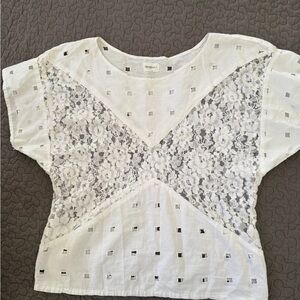 Tramway made in France White Lace Blouse with Cutouts